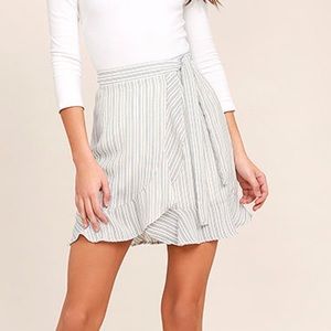 NWT Lulus Walk On Air Striped Wrap Mini Skirt